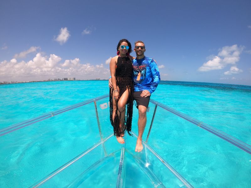 Couple enjoying honeymoon sailing charter